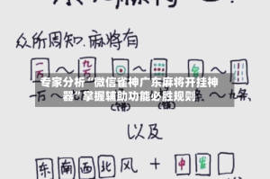 专家分析“微信雀神广东麻将开挂神器”掌握辅助功能必胜规则