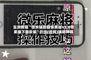 实测教程“微乐辅助器免费版v3.0苹果版下载安装”开挂(透视)辅助神器