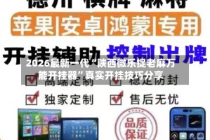 2026最新一代“陕西微乐捉老麻万能开挂器”真实开挂技巧分享