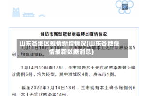 山东各地区疫情新增情况(山东各地疫情最新数据消息)
