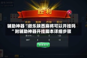 辅助神器“微乐陕西麻将可以开挂吗”附辅助神器开挂脚本详细步骤
