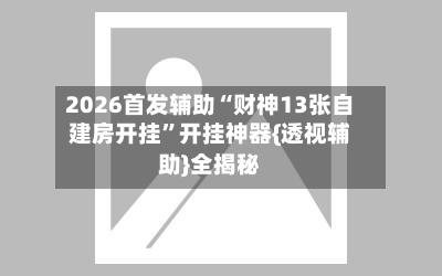 2026首发辅助“财神13张自建房开挂”开挂神器{透视辅助}全揭秘-第1张图片