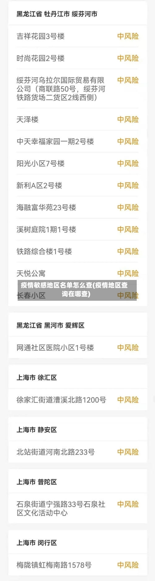 疫情敏感地区名单怎么查(疫情地区查询在哪查)-第1张图片