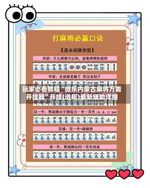 玩家必看教程“微乐内蒙古麻将万能开挂器”开挂(透视)最新辅助详细-第1张图片