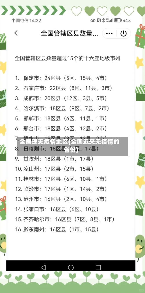 全国现无疫情地区(全国近来无疫情的省份)-第1张图片