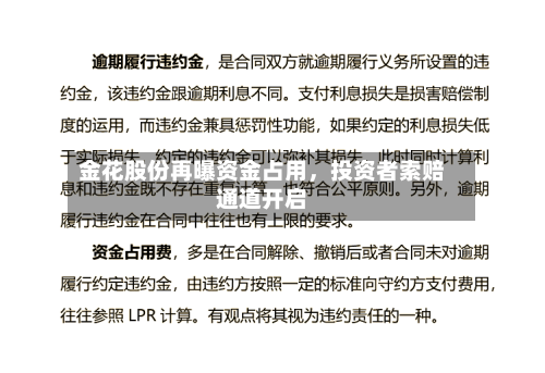 金花股份再曝资金占用，投资者索赔通道开启-第1张图片