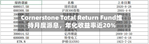 Cornerstone Total Return Fund维持月度派息，年化收益率近20%-第1张图片