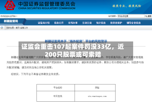 证监会重击107起案件罚没33亿，近200只股票或可索赔-第1张图片
