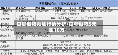 白糖期权预测行情分析/白糖期权5元赚10万-第1张图片