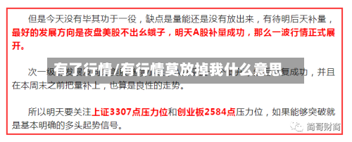 有了行情/有行情莫放掉我什么意思-第1张图片