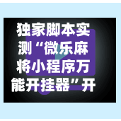 独家脚本实测“微乐麻将小程序万能开挂器”开挂(透视)辅助神器-第1张图片