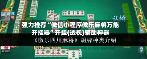 强力推荐“微信小程序微乐麻将万能开挂器	”开挂(透视)辅助神器-第1张图片