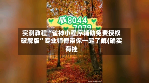 实测教程“雀神小程序辅助免费授权破解版	”专业师傅带你一起了解(确实有挂-第1张图片