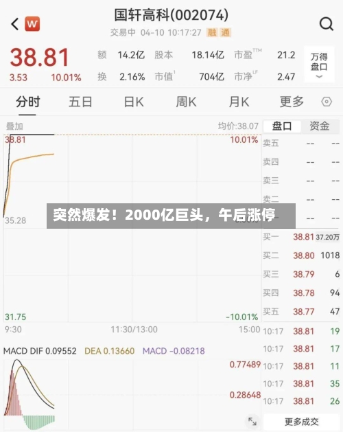 突然爆发！2000亿巨头，午后涨停-第1张图片